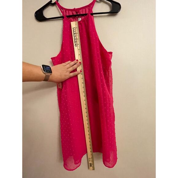 The Vanity Room Hot Pink Swiss Dot‎ Mini Dress XS Summer Beach Party Elegant - Picture 4 of 7